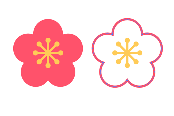 【Illustrator】イラレで簡単に梅の花を描く方法